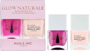 Nails.INC Glow Naturale Nail Polish Duo, Long Lasting Glow-Enhancing Nail Colors for an Easy Manicure Look, Cruelty Free, Vegan, 21 Free Formula, Includes Glowing My Way and Got Me Glowing