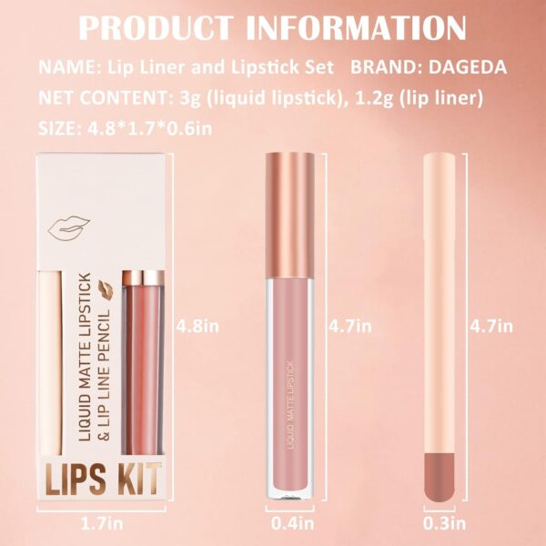 Prreal 2Pcs Lip Liner and Lipstick Makeup Set, Matte Liquid Lipstick + Matching Lip Liner, Nude Velvety Lipstick Makeup Kit, Waterproof Long Lasting labiales mate 24 horas originales (07)