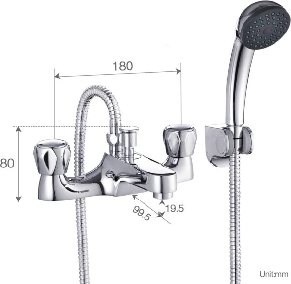 Hapilife Bathroom Bath Taps with Shower Attachment Mixers Chrome Brass Bath and Shower Taps