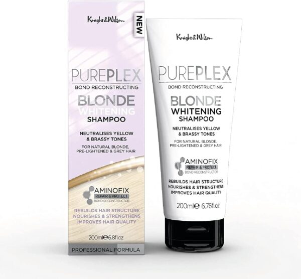 PurePlex Blonde Bond Reconstructing Shampoo. Professional Toning Formula Nourishes & Rebuilds hair from within, Protects & Restores, 200ml. By Knight & Wilson
