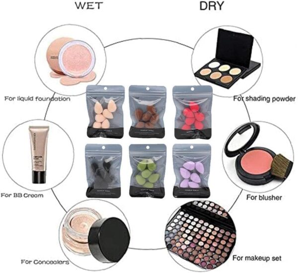 6Pcs Purple Mini Makeup Sponge Small Beauty Sponge Blender Set for Foundation, Powder, Concealer Highlight,and Eye Shadow, Makeup Blenders and Sponges，Face