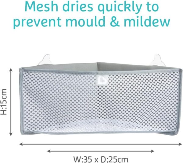 Munchkin High'n Dry Baby Bath Toy Storage Basket| Hanging Bath Tidy for Corner Bath Wall| Soft Baby Bath Caddy & Bath Organiser Rack| Shower & Bath Toy Holder| Bathroom Toy Net with Suction Cups