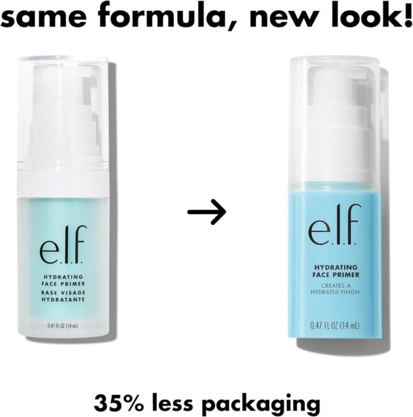 e.l.f. Hydrating Face Primer, Lightweight, Long Lasting, Creamy, Hydrates, Smooths, Fills in Pores and Fine Lines, Natural Matte Finish, Infused with Vitamin E, 0.47 Oz