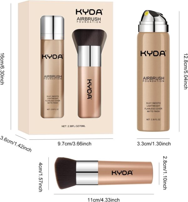 KYDA AirBrush Foundation Spray, Silky Foundation Makeup, High Coverage Smooth Creamy Finish, Lasting Lightweight Breathable, Moisturizing Makeup Primer (#118)