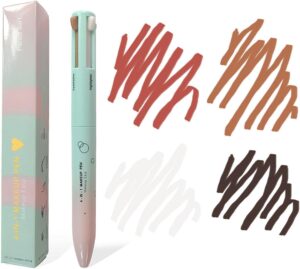 MKNZOME 4 in 1 Makeup Pen, Eye Liner, Lip Liner, Brow Liner Eyebrow Pencil, Highlighter Pen for Eye, Lip and Face Makeup, Long Lasting, Waterproof, Blendable, Multi-Function Beauty Pencil, Pack of 1
