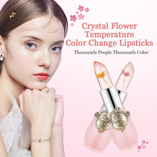 LOPHE Clear Flower Jelly Lipstick, 3Pcs Magic Temperature Color Change Lip Balm, Long Lasting Moisturizing Lip Gloss Set, Nutritious Crystal Lip Stick Makeup Set, Great Gift for Women and Girl