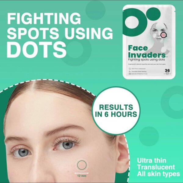 Face Invaders Acne Patches | Pack of 36 Translucent Hydrocolloid Pimple Patch Spot Treatment Stickers for Face and Body | Fast-Acting, Vegan & Cruelty Free Skin Care