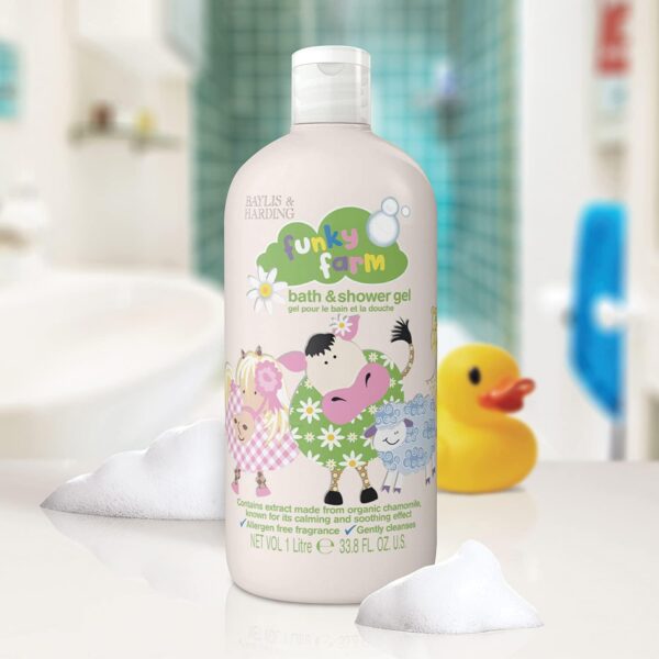 Baylis & Harding Funky Farm Kids Bathtime Bath and Shower Gel 1 Litre, (Pack of 4) - Vegan Friendly