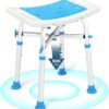 6166dFrkuL._AC_SL1500_.jpg Health Line Massage Products Heavy Duty Shower Stool 550lb Bath Seat Chair, Tool-Free Assembly Height Adjustable Paded Seat Bench for Seniors, Elderly, Disabled, Handicap and Injured