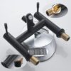 Luckyhome Bath Shower Filler Mixer Tap - Double Lever Chrome Solid Brass with Shower Hand, Black