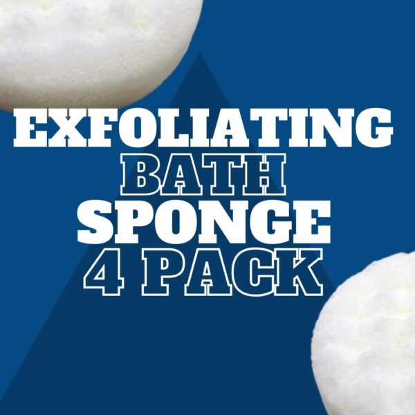 Exfoliating Bath Sponge 4 Pack - Double-Sided Body Shower Scrubber for Adults, Men, Women, Kids, and Children | Cleansing and Massage Refreshing Bathing Experience