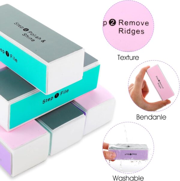 12Pcs Nail Buffer Block, 4-Way Sponge Buffer Block Professional Manicure Tools Kit for Shine Polisher Nail Buffing Rectangular Art Care Buffer Block Tools for Smooth Glossy Nails