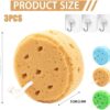 Valicaer Sponges Bath,3Pcs Larger Shower Sponges for Women Men Exfoliating Body Sponge with 2Adhesive Hooks Ultra-Soft Deep Cleansing Bath Sponges for Adults and Kids Shower Bathing Accessories
