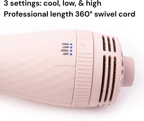 L'ANGE HAIR Le Volume 2-in-1 Titanium Blow Dryer Brush | Hot Air Brush in One with Oval Barrel | Hair Styler for Smooth, Frizz-Free Results for All Hair Types ((Blush - 60mm))