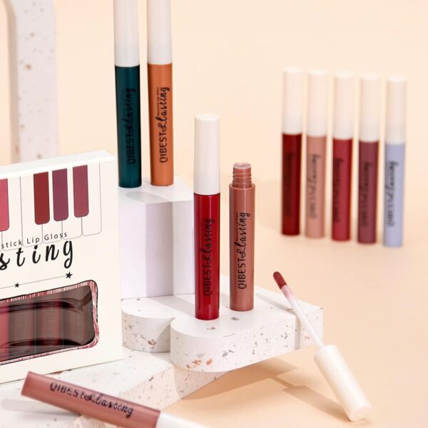 HQDA 12 Colors Matte Liquid Lipstick Set Velvety Lip Gloss Lip Kit Waterproof Long Lasting Wear Durable Nude Lip Gloss Beauty Cosmetics Gift Box Set (Set A), Pack Of 1