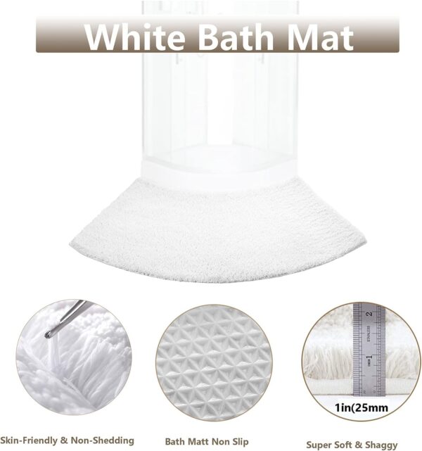 sigaer Bath Mats Non Slip Washable, Curved Bath Mat for Bathroom and Shower, Strong Water Absorbent Bathroom Rug, Ultra Soft Microfiber Bathroom Carpet, Machine Washable, 43.3 × 17.7 × 0.98in,White