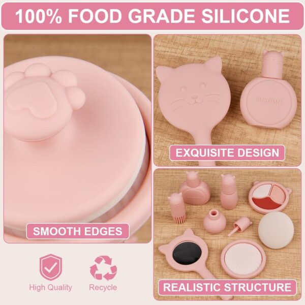 HOTUT Kids Makeup Sets For Girls Toys, 8pcs Silicone Pretend Makeup Toy Set, Girls Toys Children Makeup Set Washable Make Up Set for Little Girls, Childrens Princess Pretend Play Games Toys Presents