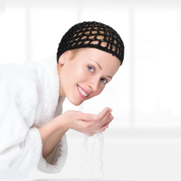 4 Pack Hair Nets Cap Crochet Knit Snood Bonnets Sleeping Hairnet Fitted Hair Cover Wrap Comfortable Haircare Wave Cap for Keep Curls Ballet Serving Shower Bath Head Circumference 20-22in