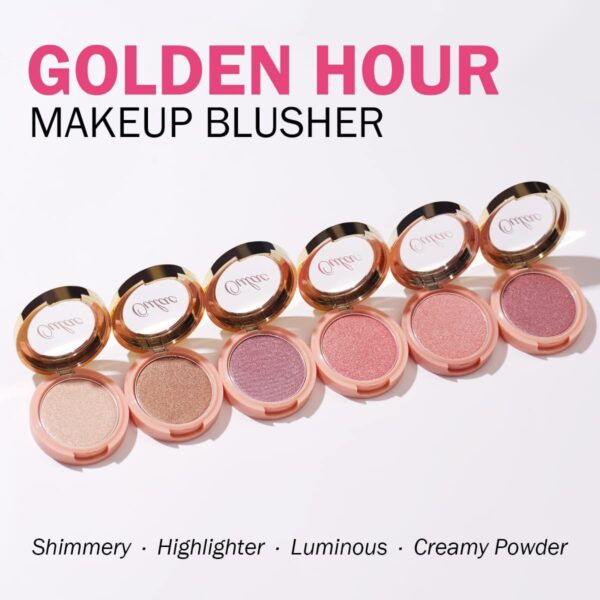 Oulac Pink Luminous Blusher for Cheek Women|Pink Sliver Refletive Glow Highlighter Blushers|Blendable Blusher|Natural Stunning Look|Makeup Vegan Cruelty Free|(F06) Pinky Ice 4.8g