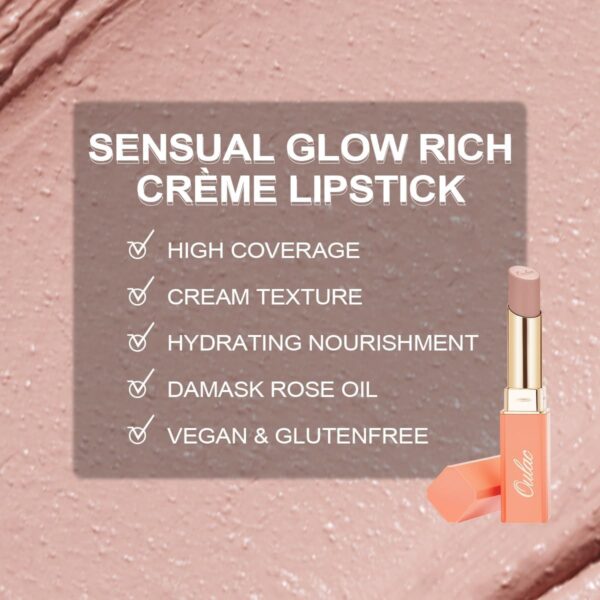 Oulac Nude Moisturising Lipstick - Beige Lip Balm Tinted, Nourishing Lips, Lip Base Primer, Satin Matte Finish, Creamy Texture, Highly Pigmented, With Shea Butter, Vegan Clean Beauty 4g SG01 Bare