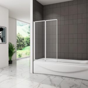 800x1400mm Pivot Shower Bath Screen 2 Fold Folding Bath Shower Screen