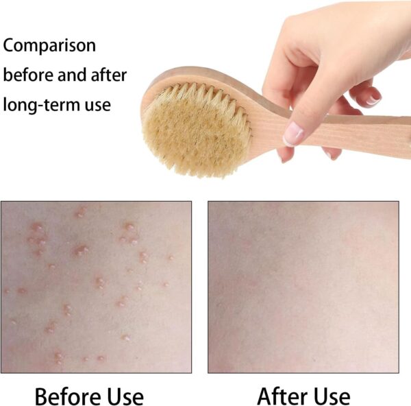 RUIENGCOMM Back Scrubber for Shower Natural Bristles Bath Brush Shower Brush with Short Handle Dry Bath Body Brush with Soft Natural Bristles for Exfoliating Skin