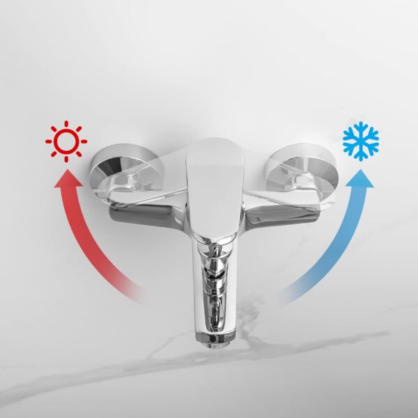 IBERGRIF M13059-1 Single Lever Bath Shower Mixer Taps, Bathroom Tub Filler Brass Faucet, Bath Shower Valve, Wall Mounted, Chrome