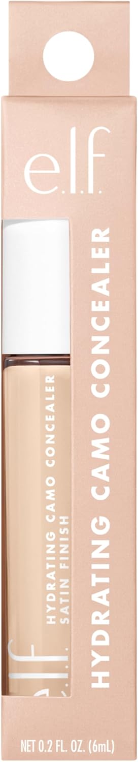 e.l.f., Hydrating Camo Concealer, Lightweight, Full Coverage, Long Lasting, Conceals, Corrects, Covers, Hydrates, Highlights, Light Ivory, Satin Finish, 25 Shades, All-Day Wear, 0.20 Fl Oz