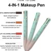 RoseFlower 4-in-1 Makeup Pen, Eyeshadow, Eyeliner/Eyebrow, Highlighter, Lip Liner, Waterproof Multi Use Makeup Pen, 4 Color Portable Makeup Beauty Pen for Daily Makeup & Party & Festival(#1)