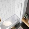 250x1400mm Fixed Bath Over Bath Square Glass Panel Shower Screen