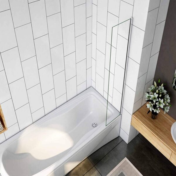 250x1400mm Fixed Bath Over Bath Square Glass Panel Shower Screen