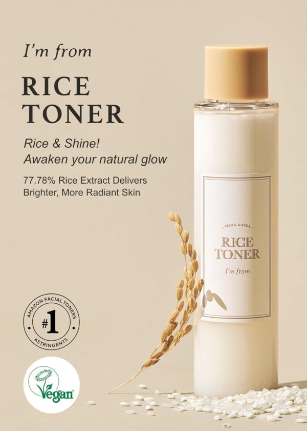 I'm from Rice Toner, 77.78% Rice Extract from Korea, Glow Essence with Niacinamide, Hydrating for Dry Skin, Vegan, Alcohol Free, Fragrance Free, Peta Approved, 5.07 Fl Oz, Valentine