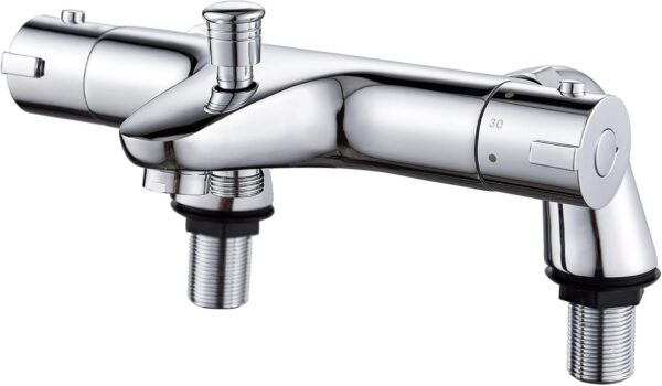 Thermostatic Bath Shower Mixer Taps,NewEast Modern Chrome Bathroom Bar Shower Value with Bath Filler Spout