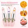 LOPHE Clear Flower Jelly Lipstick, 3Pcs Magic Temperature Color Change Lip Balm, Long Lasting Moisturizing Lip Gloss Set, Nutritious Crystal Lip Stick Makeup Set, Great Gift for Women and Girl