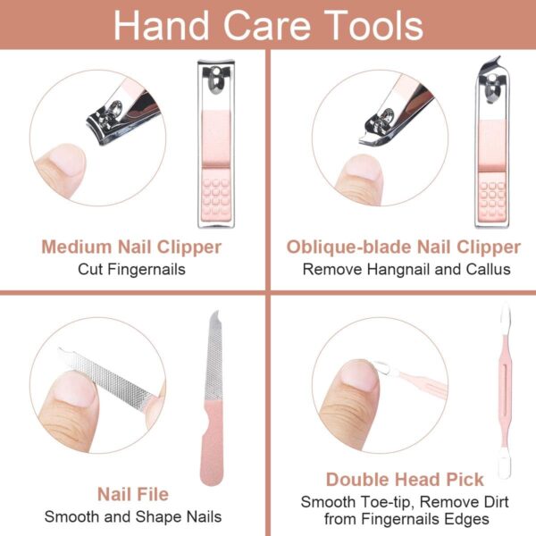 URAQT Professional Manicure Set, 7 pcs Portable Nail Clippers & Eyebrow Grooming Kit, Stainless Steel Nail Care Tools with Luxurious Leather Case for Travel & Home