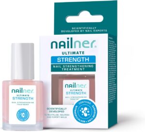 Nailner Ultimate Nail Strengthening Treatment – Nail Polish Strengthener for Damaged Nails – Scientifically Developed to Revitalise, Nourish & Fortify Nails – Glossy Light-Rose Nail Varnish – 10ml