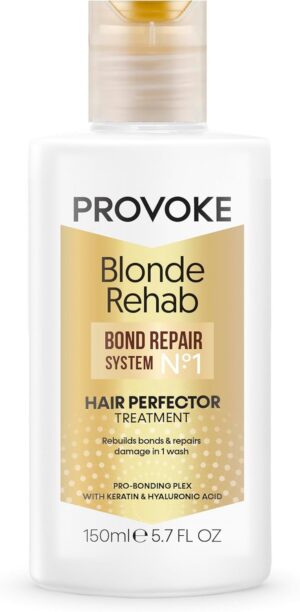 PROVOKE Blonde Rehab N0'1 Hair Perfector Repair Treatment 150ml, Rebuilds Bonds and Repairs Damage in 1 Wash with a Pro Bonding Complex, Keratin and Hyaluronic Acid, for Blonde c hair, off white