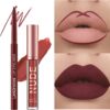 6 Matte Lipstick with 6 Lipliners Durable Lip Gloss,Long-Lasting&Waterproof Non-Stick Cup High Pigmented Velvet Lipgloss Kit,Beauty Cosmetics Gift for Girls(12PCS)