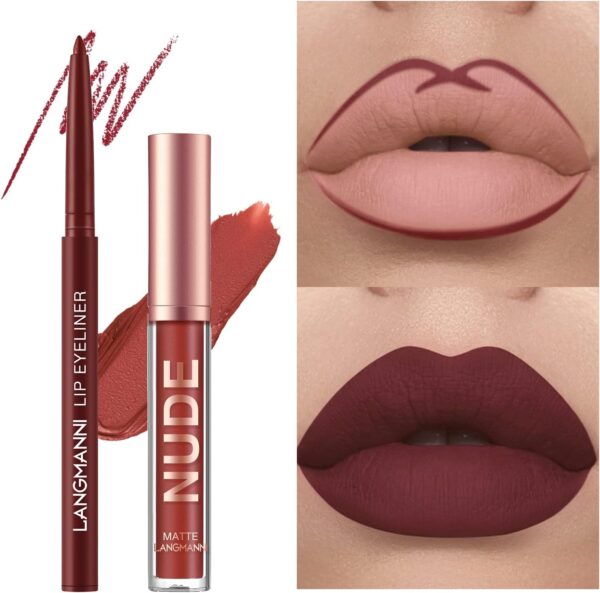 6 Matte Lipstick with 6 Lipliners Durable Lip Gloss,Long-Lasting&Waterproof Non-Stick Cup High Pigmented Velvet Lipgloss Kit,Beauty Cosmetics Gift for Girls(12PCS)