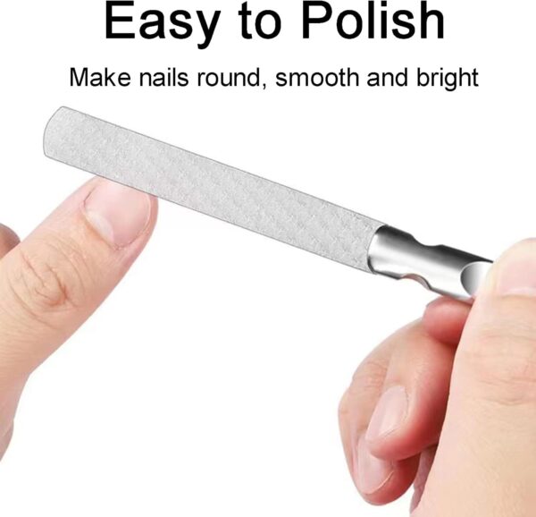 Jaimela Stainless Steel Nail File, Nail File Manicure Tools with Anti-skid Handle and Leather Case, Stainless Steel Nail Care Manicure Tool Accessories for Men Woman