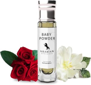 Arabian Opulence FR50 BABY POWDER Roll-on Perfume Oil | Concentrated Fragrance Body Oil | Long Lasting Oil Based Perfume for Unisex | Travel Size Bottle Alcohol-Free (6ml)