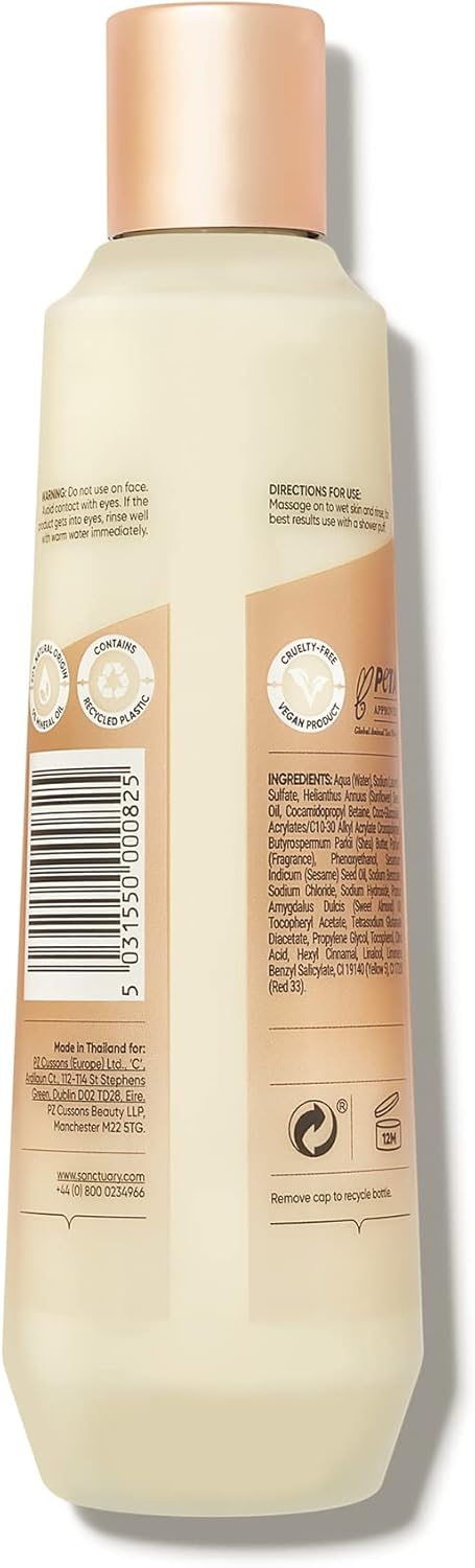 Sanctuary Spa Shower Cream, Natural Shower Gel, No Mineral Oil, Cruelty Free and Vegan, 250 ml
