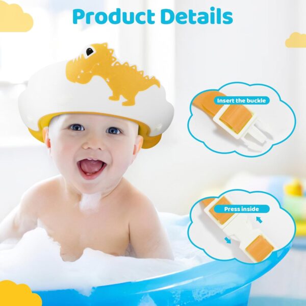 Baby Shower Cap Shield, Shower Cap for Kids, Kids Shampoo Shower Bath Cap Adjustable Hair Washing Shampoo Shield Baby Visor for Eyes and Ears Protector