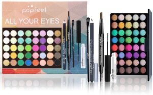 LHLXZQ Eyes Makeup Set, Inclundes 40 Colours Eyeshadow Palette Eyeliner Eyebrow Pencil Mascara and Makeup Brushes, Portable Travel Essential Starter Cosmetic Set for Teen Girls Women, 01B