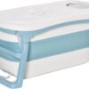 HOMCOM Foldable Bathtub Kids Bath Tub with Lid Large Freestanding Bathtubs Home Sauna for Toddler Children Teenage 1-12 Years