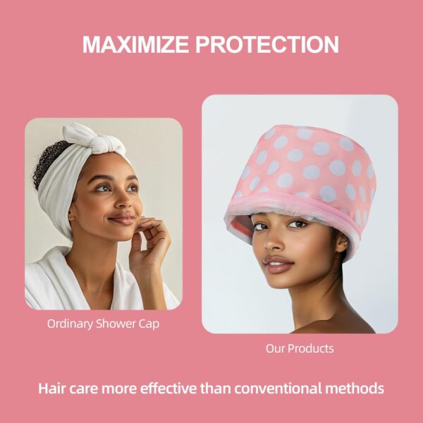 Electric Hair Steamer Cap, Hair Care Hat Heating Cap with 2 Mode Temperature Control, Removable & Washable for Hair Spa Home Thermal - Pink & White