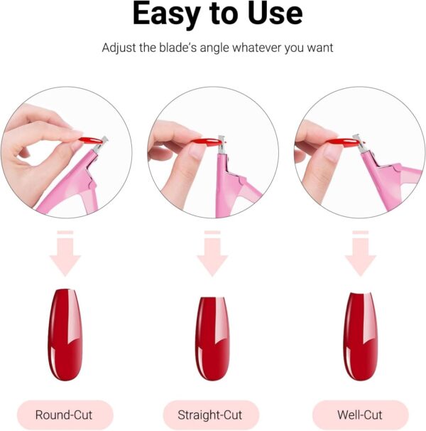 MelodySusie Acrylic Nail Clippers with 15Pcs Magnets Tip Cutters for Fake Gel Nails Sharp Professional Manicure Pedicure with Length Measurement Trimmer Nail Care Tools (Pink)
