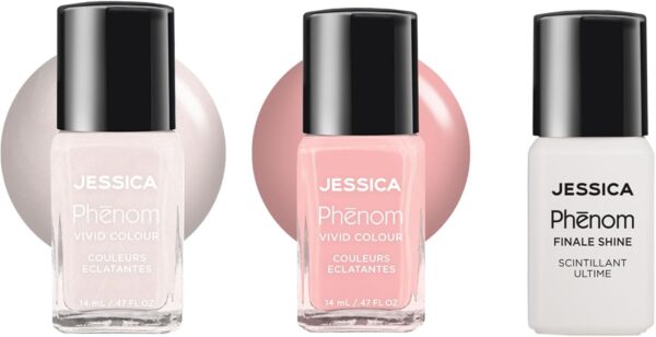 JESSICA Phēnom 3-Piece Nail Polish Gift Set | Long Lasting Nail Polish & Gel Effect Nail Varnish | Chip-Resistant & No UV Lamp Needed | Quick Dry Nail Polish Set & Top Coat | Daydream Trio | 3 x 14ml