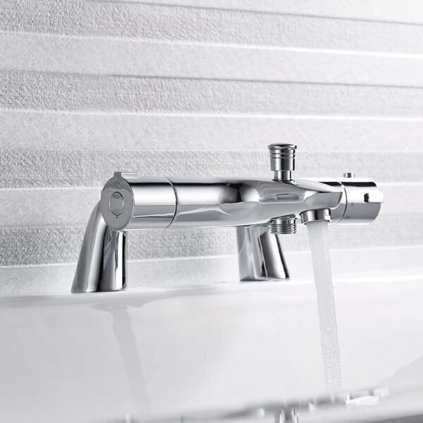 Thermostatic Bath Shower Mixer Taps,NewEast Modern Chrome Bathroom Bar Shower Value with Bath Filler Spout