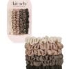 61C5IOT48QL._SL1250_.jpg Kitsch Ultra Petite Satin Scrunchies for Women - No Crease Hair Ties for Girls | Scrunchies For All Hair Types and Textures, Perfect for Day or Night - 6 Pcs, Eucalyptus